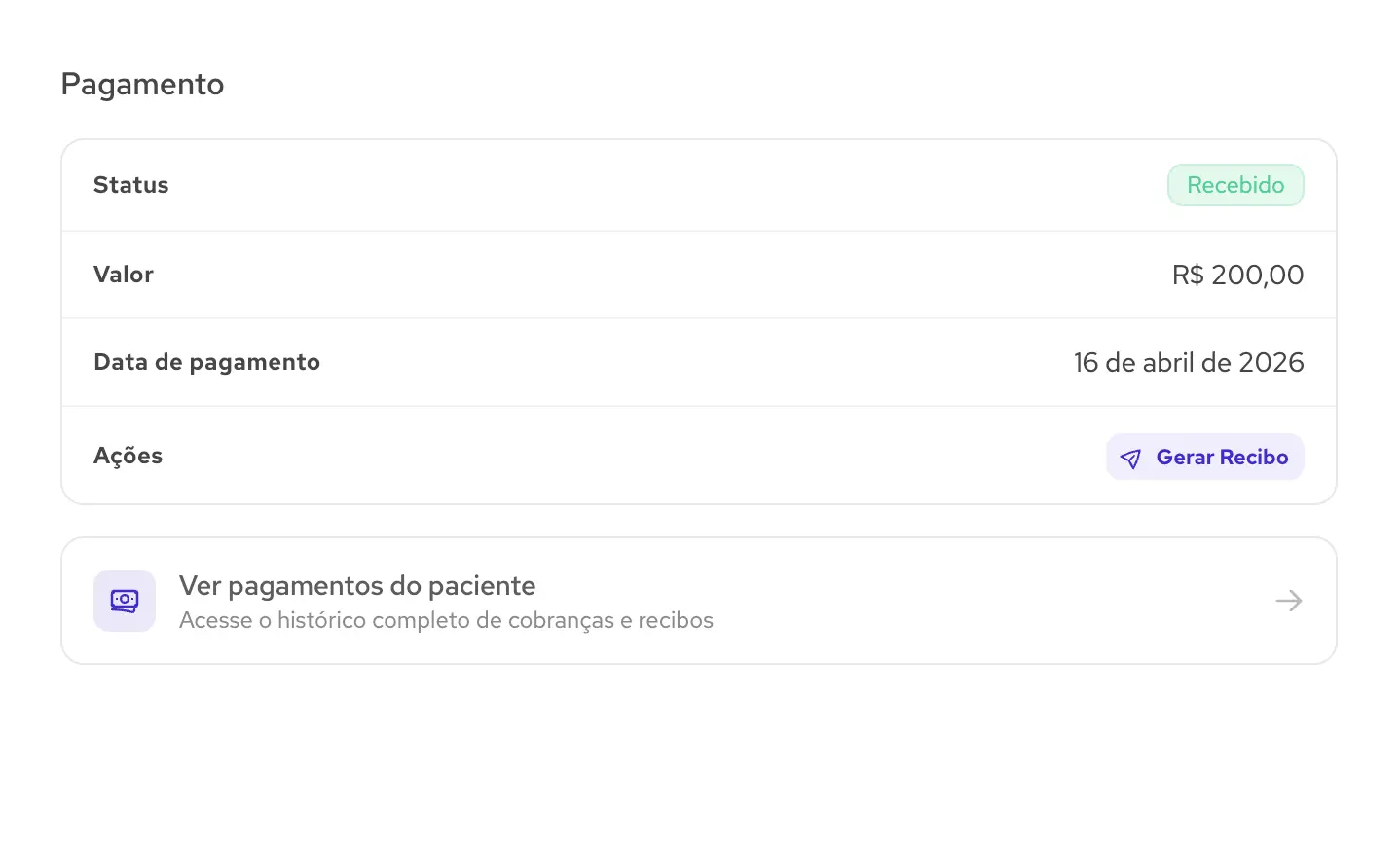 Pagamentos e recibos