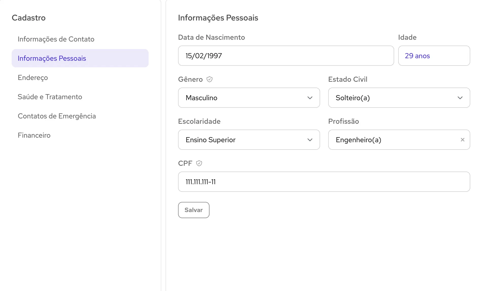 Ficha completa por paciente